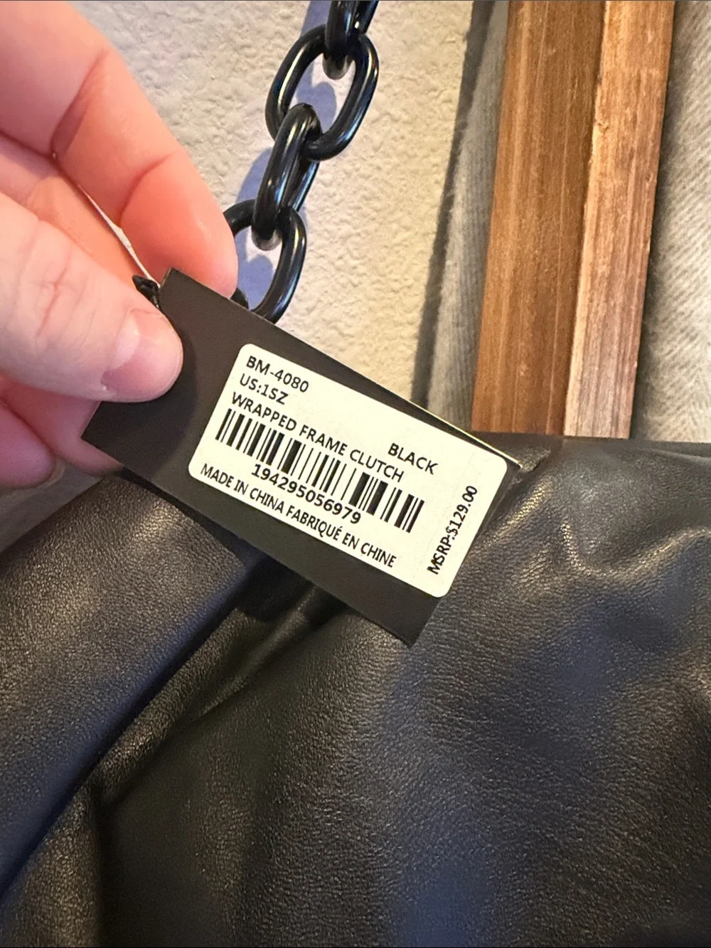Badgley Mischka Black Shoulder Bag with Chain Strap - Picture 3 of 11